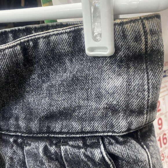 IRO Women's Mini Skirt Sz 36 (4) Pleated Black Gray Wash Denim Zip Fly Pockets - Picture 6 of 8